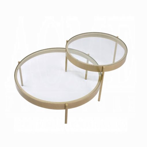 Acme Andover Clear Glass & Gold Nesting Table Set - Image 4