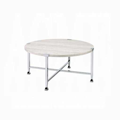 Acme Brecon White Oak & Chrome Coffee Table