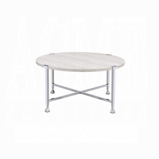 Acme Brecon White Oak & Chrome Coffee Table - Image 2