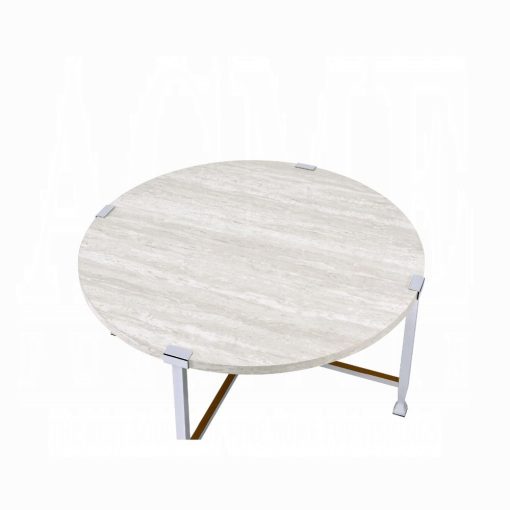 Acme Brecon White Oak & Chrome Coffee Table - Image 3