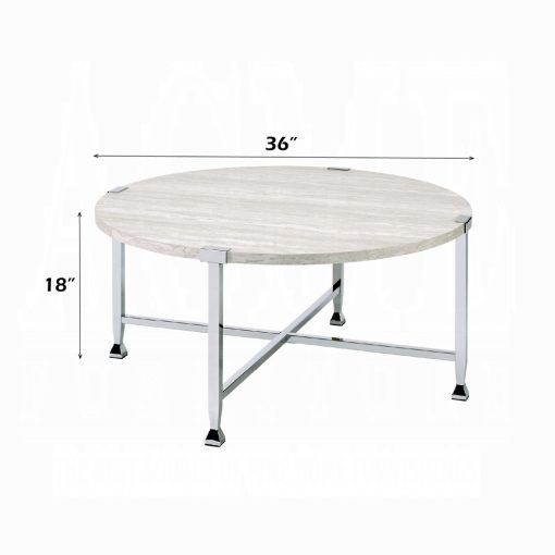 Acme Brecon White Oak & Chrome Coffee Table - Image 4