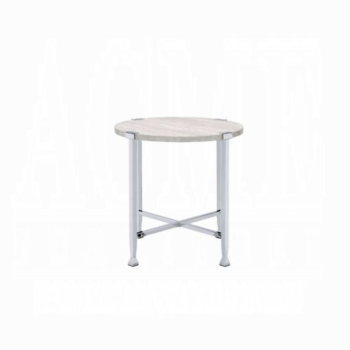 Acme Brecon White Oak & Chrome End Table - Image 2