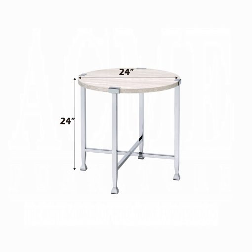 Acme Brecon White Oak & Chrome End Table - Image 3