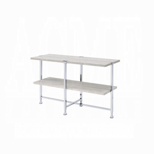 Acme Brecon White Oak & Chrome Sofa Table