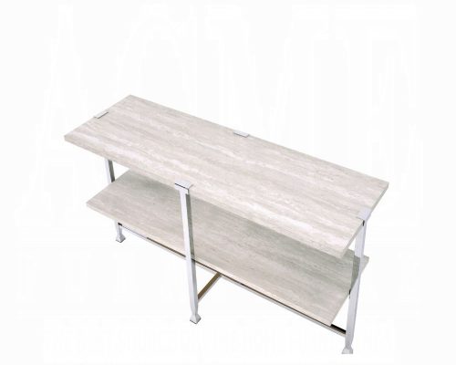 Acme Brecon White Oak & Chrome Sofa Table