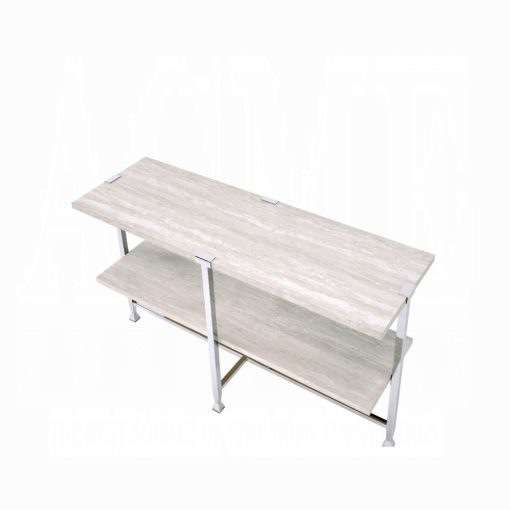 Acme Brecon White Oak & Chrome Sofa Table
