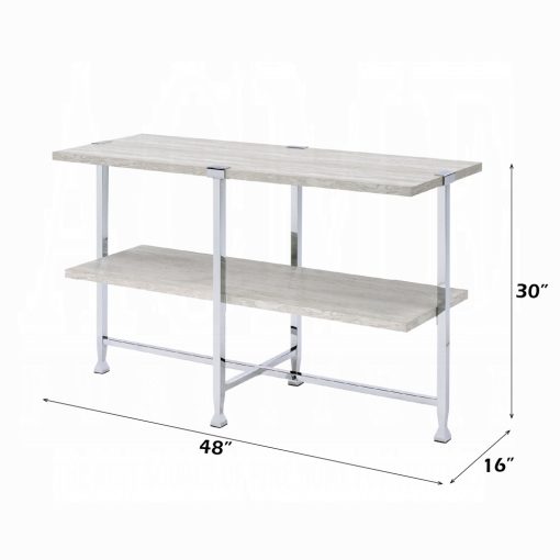 Acme Brecon White Oak & Chrome Sofa Table