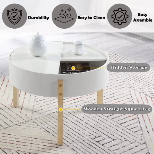 Acme Bodfish White & Natural Coffee Table - Image 7