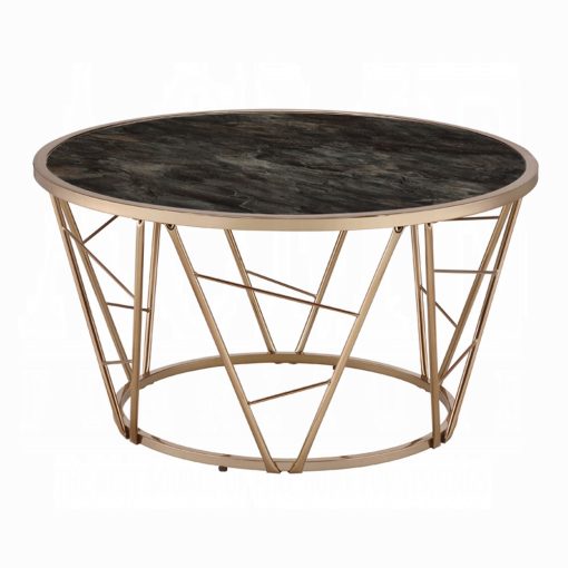 Acme Cicatrix Engineering Stone Glass Top & Champagne Coffee Table - Image 2