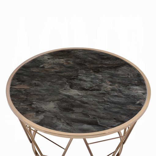 Acme Cicatrix Engineering Stone Glass Top & Champagne Coffee Table - Image 3