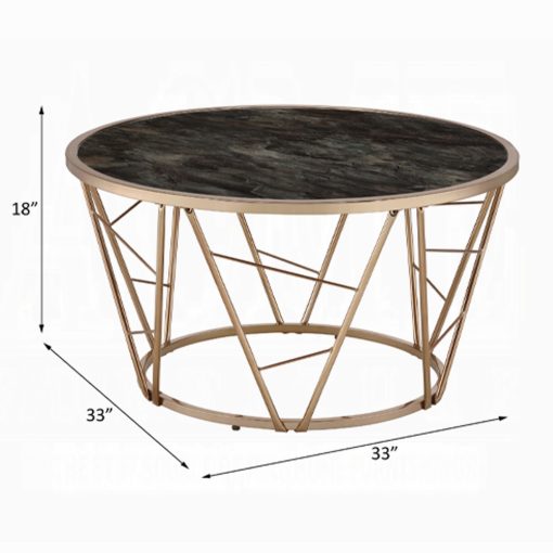 Acme Cicatrix Engineering Stone Glass Top & Champagne Coffee Table - Image 4