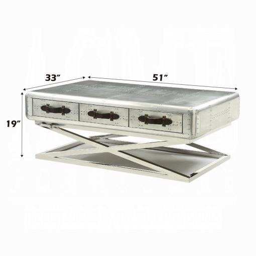 Acme Brancaster Aluminum Rectangular Coffee Table - Image 8