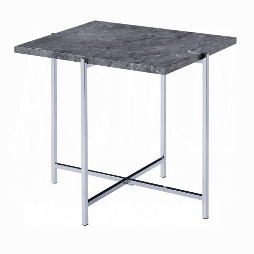 Acme Adelae Faux Marble Top & Chrome End Table