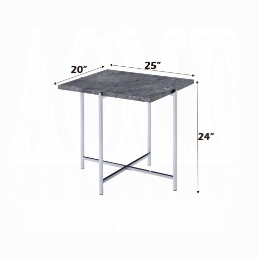 Acme Adelae Faux Marble Top & Chrome End Table - Image 2