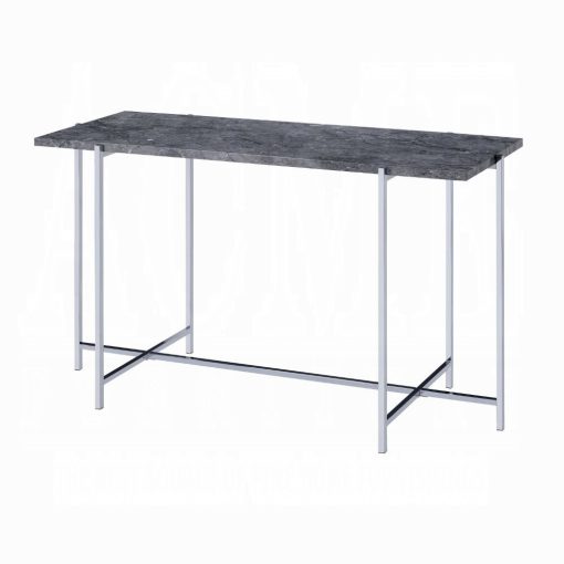 Acme Adelae Faux Marble Top & Chrome Sofa Table