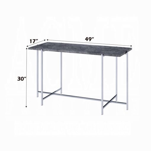 Acme Adelae Faux Marble Top & Chrome Sofa Table - Image 2
