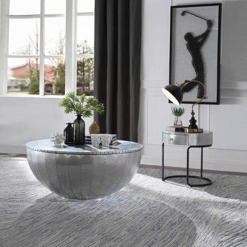 Acme Brancaster Aluminum Drum Coffee Table - Image 6