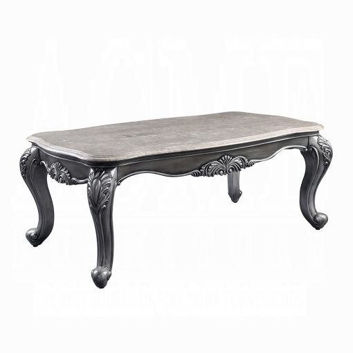 Acme Ariadne Marble Top & Platinum Coffee Table - Image 2