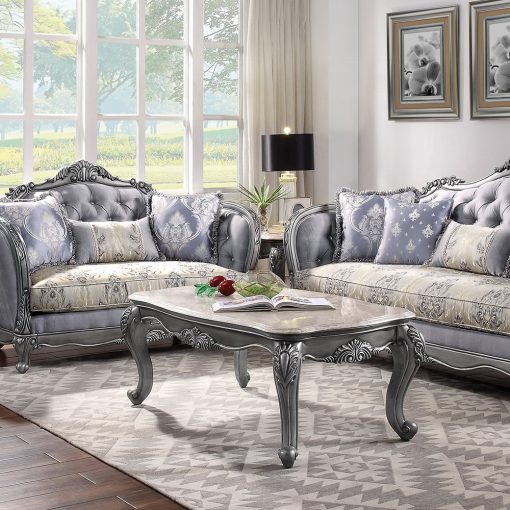 Acme Ariadne Marble Top & Platinum Coffee Table