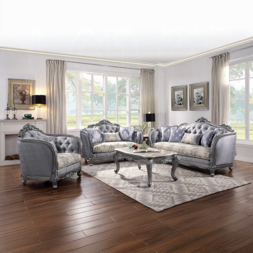 Acme Ariadne Marble Top & Platinum End Table - Image 5