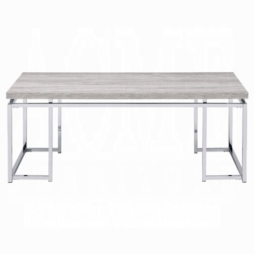 Acme Chafik Natural Oak & Chrome Coffee Table - Image 3