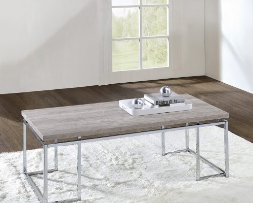 Acme Chafik Natural Oak & Chrome Coffee Table