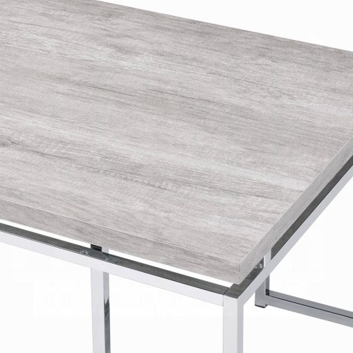 Acme Chafik Natural Oak & Chrome Coffee Table - Image 5