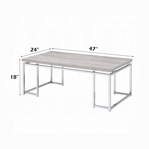 Acme Chafik Natural Oak & Chrome Coffee Table - Image 7