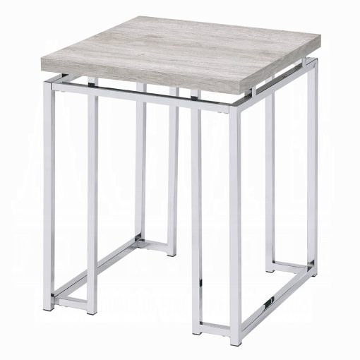Acme Chafik Natural Oak & Chrome End Table - Image 2