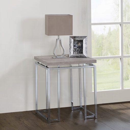 Acme Chafik Natural Oak & Chrome End Table