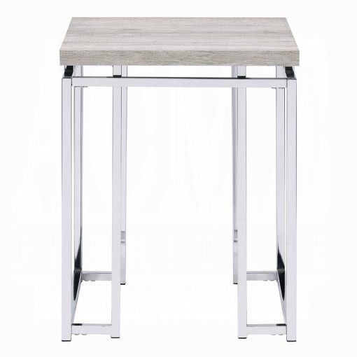 Acme Chafik Natural Oak & Chrome End Table - Image 3