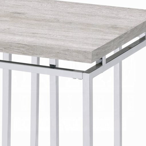 Acme Chafik Natural Oak & Chrome End Table - Image 5