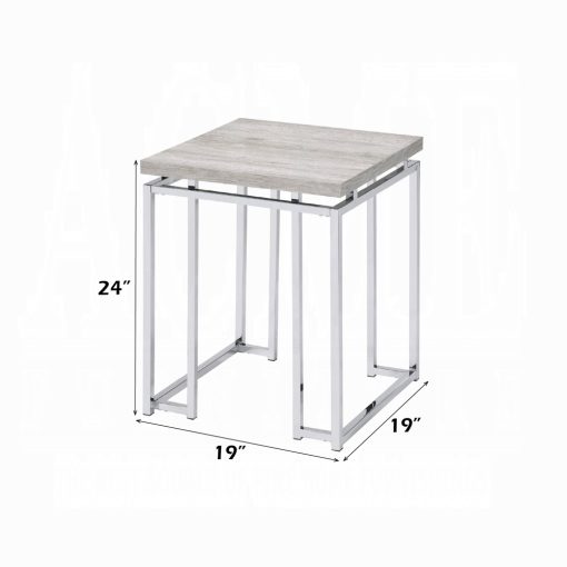 Acme Chafik Natural Oak & Chrome End Table - Image 7