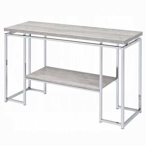Acme Chafik Natural Oak & Chrome Sofa Table - Image 2