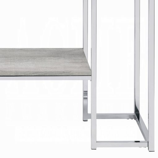 Acme Chafik Natural Oak & Chrome Sofa Table - Image 4