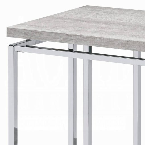 Acme Chafik Natural Oak & Chrome Sofa Table - Image 5