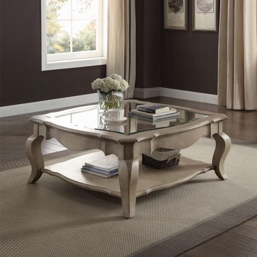 Acme Chelmsford Clear Glass & Antique Taupe Coffee Table