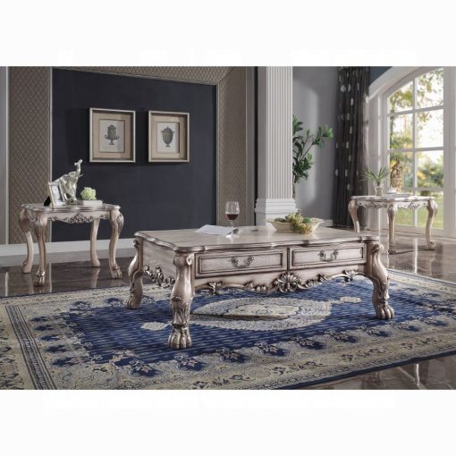 Acme Dresden Vintage Bone White Rectangular Coffee Table