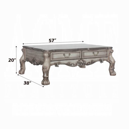 Acme Dresden Vintage Bone White Rectangular Coffee Table - Image 6