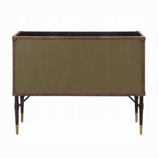 Acme Brancaster Top Grain Leather & Aluminum Console Cabinet - Image 7
