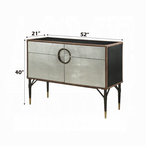 Acme Brancaster Top Grain Leather & Aluminum Console Cabinet - Image 10