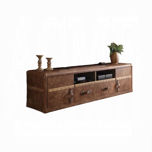 Acme Aberdeen Retro Brown Top Grain Leather Tv Stand - Image 2