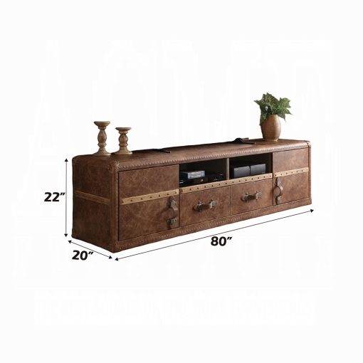 Acme Aberdeen Retro Brown Top Grain Leather Tv Stand - Image 3