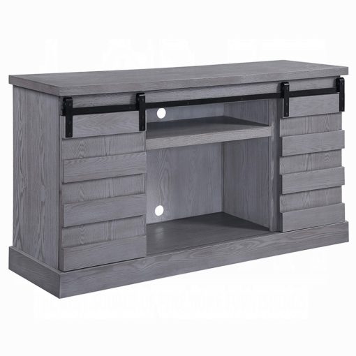 Acme Amrita Gray Oak Tv Stand with Fireplace - Image 2