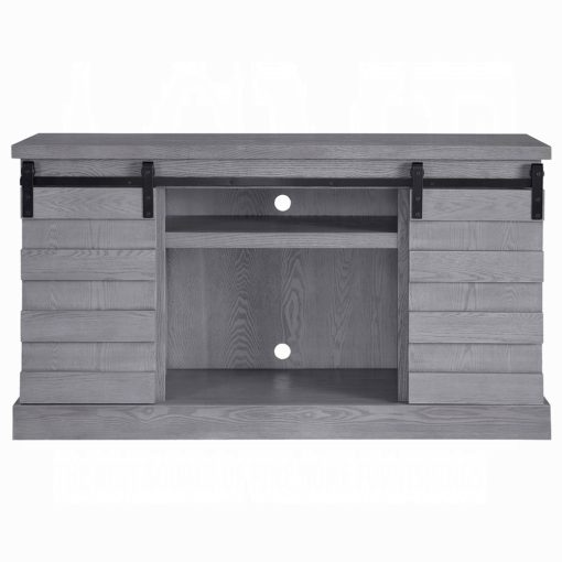 Acme Amrita Gray Oak Tv Stand with Fireplace - Image 3