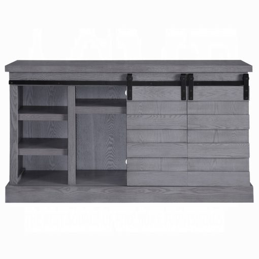 Acme Amrita Gray Oak Tv Stand with Fireplace - Image 4