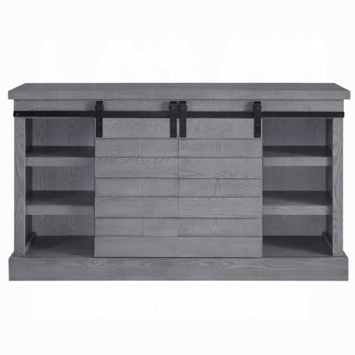 Acme Amrita Gray Oak Tv Stand with Fireplace - Image 5