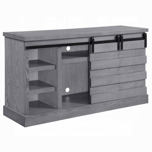 Acme Amrita Gray Oak Tv Stand with Fireplace - Image 6
