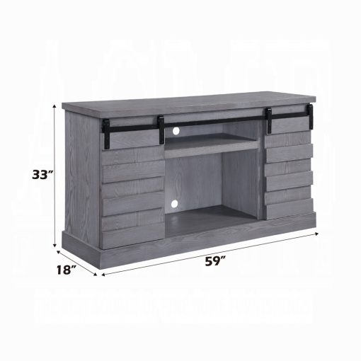 Acme Amrita Gray Oak Tv Stand with Fireplace - Image 7