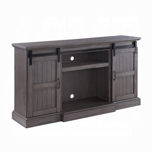 Acme Admon Gray Oak Tv Stand with Fireplace - Image 2
